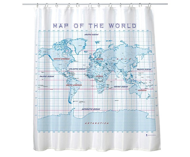 Science Shower Curtain Mcript Map, Map Shower Curtain Teal