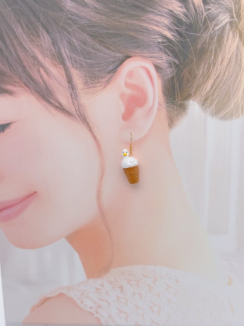 Little duck ice cream earrings - Earrings & Clip-ons - Resin Multicolor