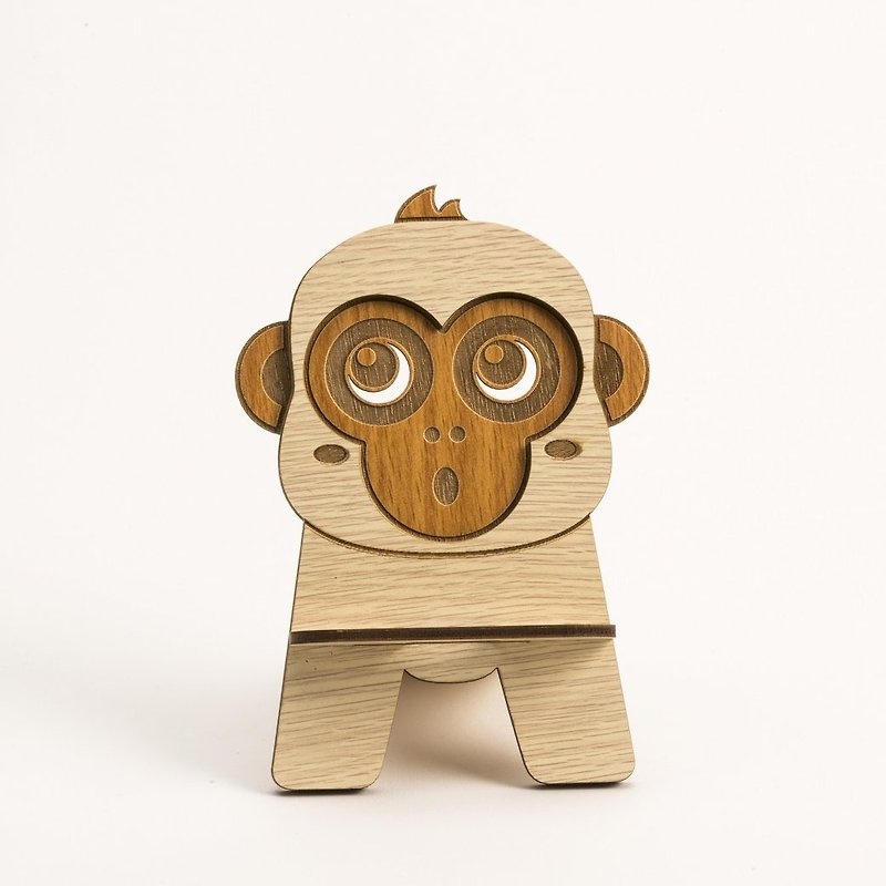 [Teacher’s Day Gift] Mobile Phone Holder─12 Zodiac Monkey Decoration Business Card Holder Gift - Items for Display - Wood Brown