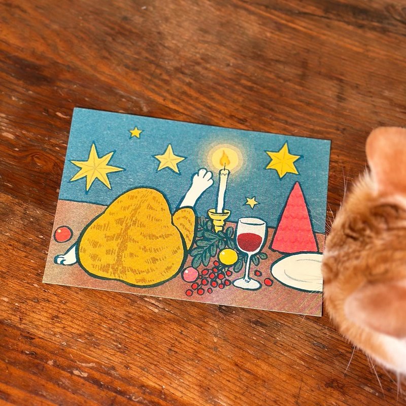 Christmas cat hole print postcard - Cards & Postcards - Paper Multicolor