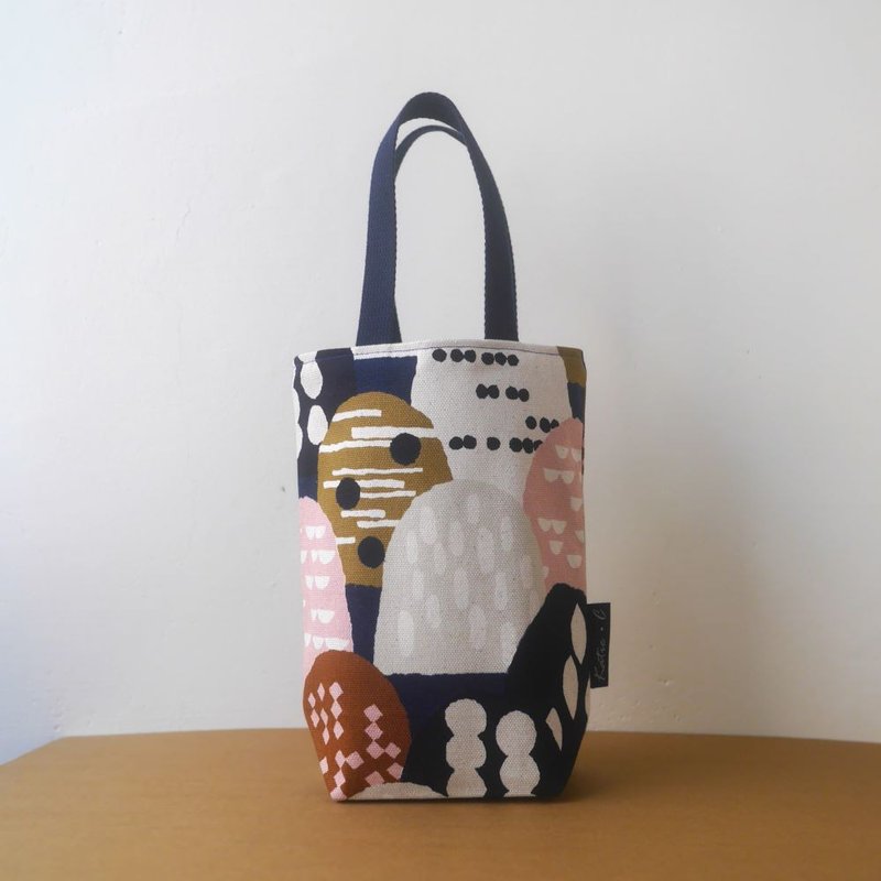 環保飲料提袋/早餐袋/小物袋/散步包=日本厚棉布=山丘=藍(共2色) - 飲料提袋/杯套 - 棉．麻 