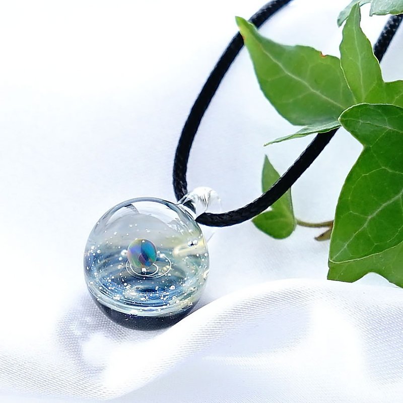 A microcosm only for you. ver Small Glass Opal with Black Opal Space Cosmic Star - Necklaces - Glass Blue