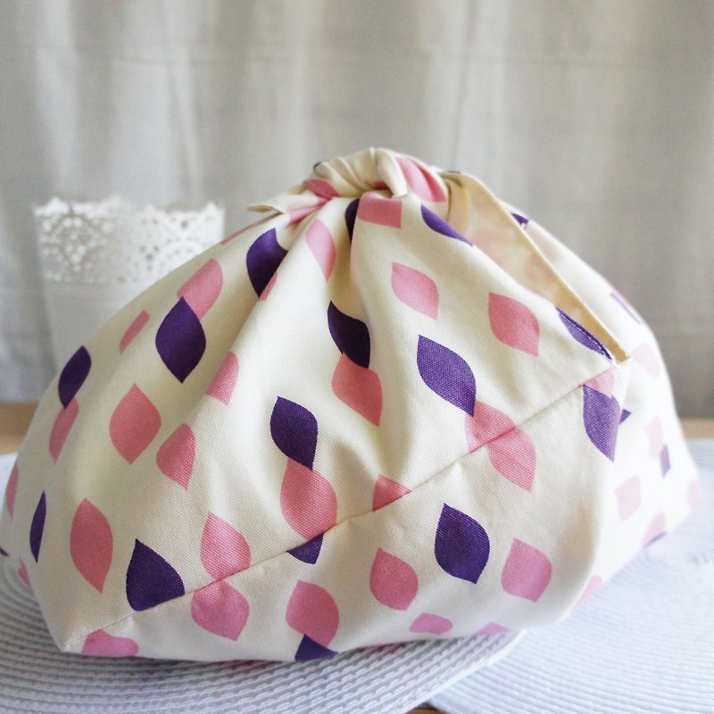 Lovely(日本布)幾何水紋泡芙可折疊隨身包、環保袋、粉粉紫