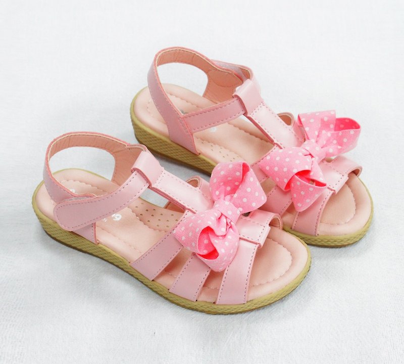 親子サンダルスリム - レトロなピンクの小さな蝶 - ストラップサンダル - 合皮 ピンク