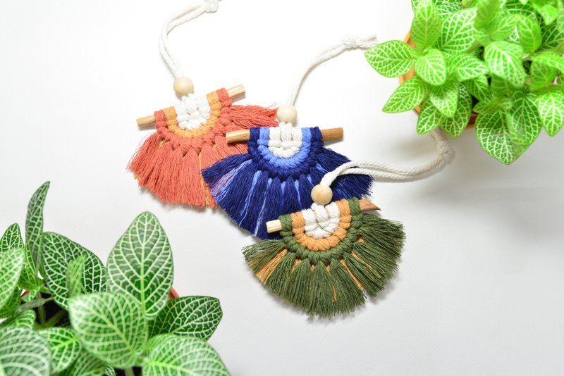 Mini woven pendant DIY material package set of two - เย็บปัก/ถักทอ/ใยขนแกะ - ผ้าฝ้าย/ผ้าลินิน 