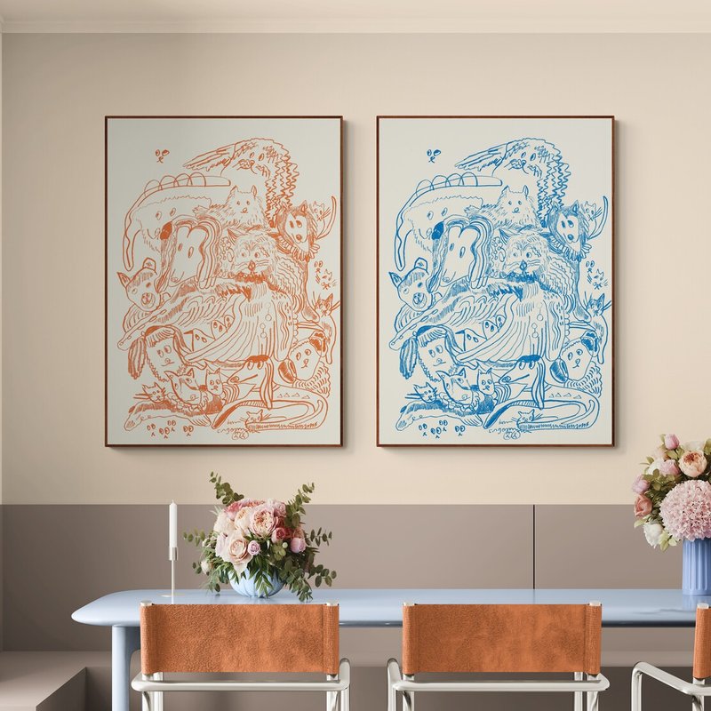 【Lingoooo插畫/動物插畫】Febbi | 013 狗狗犬兒大家庭 - 海報/掛畫/掛布 - 紙 