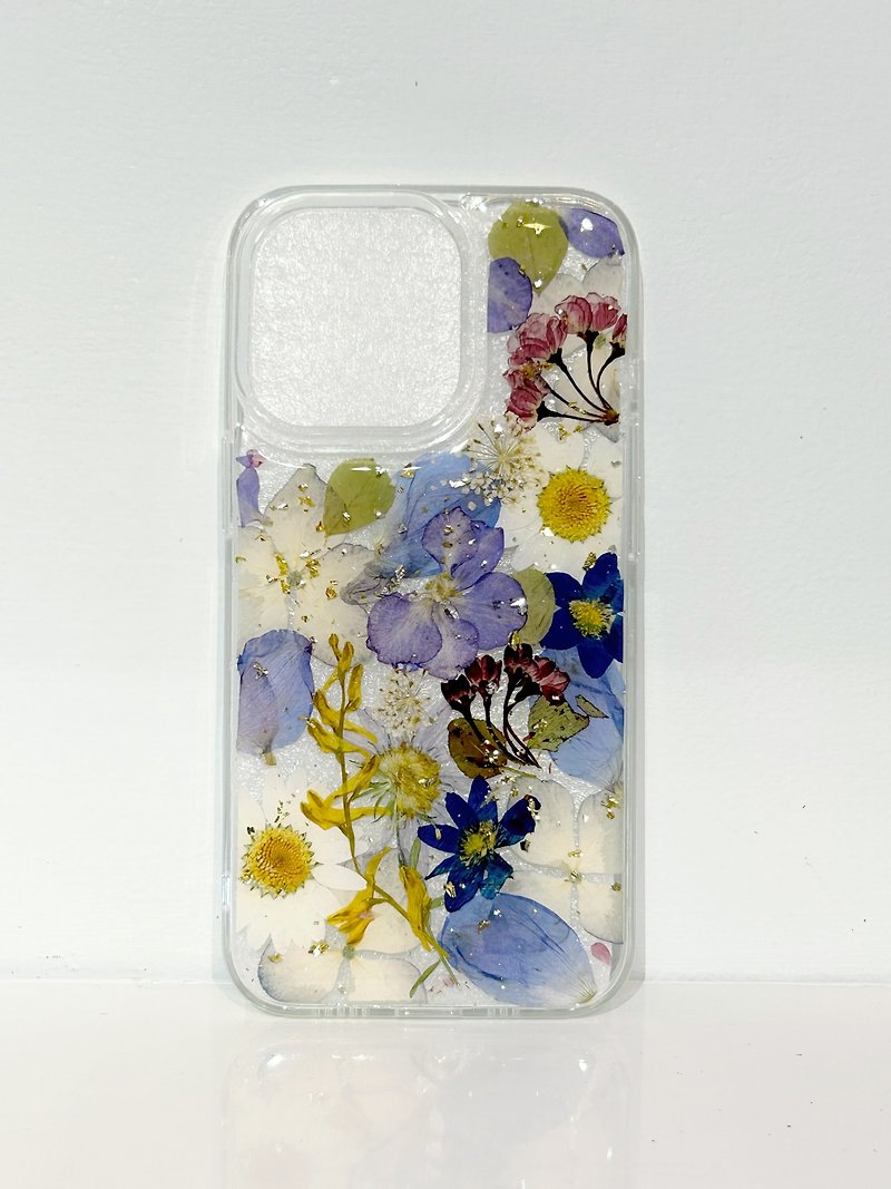 [Morav hand-made design] Dry flower mobile phone case - อื่นๆ - พลาสติก สีน้ำเงิน
