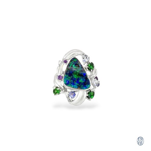 ENVIE 頂級鉑金 澳洲礫貝蛋白石戒指 Australia Boulder Opal Ring
