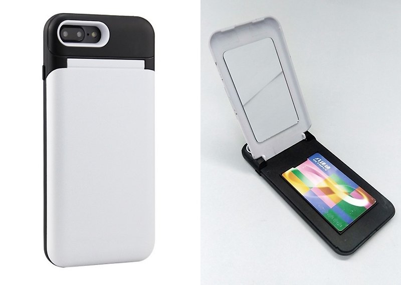 カード付きミラーiPhoneX 8 7 6sPlus携帯電話ケース電話ケースケースは名前を追加できます - スマホケース - プラスチック ホワイト
