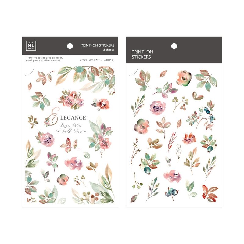 【Print-On Stickers 轉印貼紙】no.142-初秋花果 | 花草系列 - 貼紙 - 其他材質 粉紅色