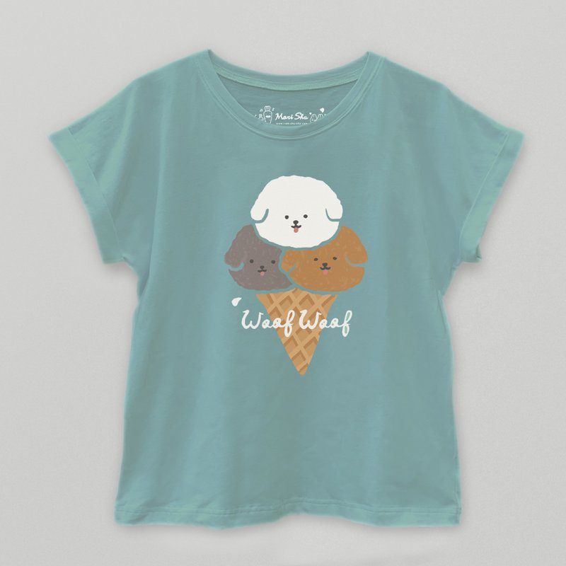 阿棉狗狗冰淇淋T-shirt - 女 T 恤 - 棉．麻 