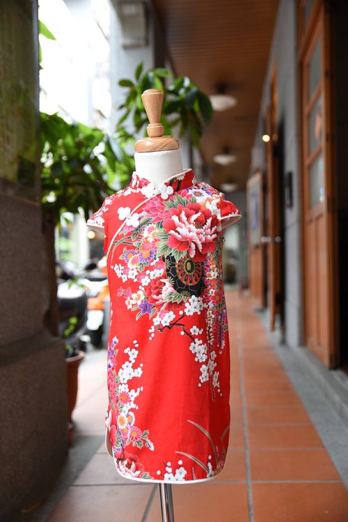 Angel Nina Angel Nina 手作訂製兒童旗袍 大紅花