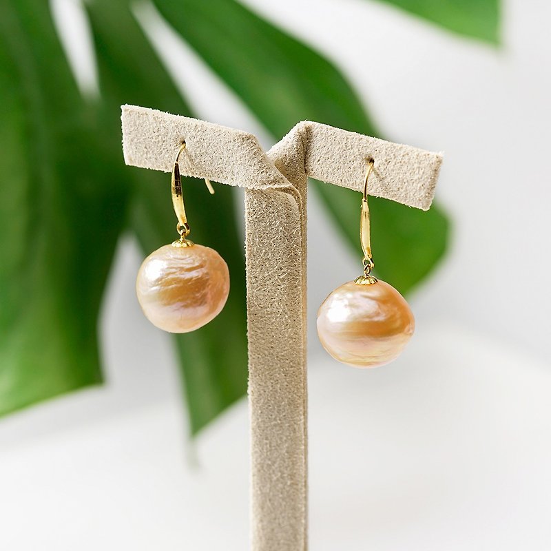 18K gold Baroque pearl earrings VISHI timeless original natural shaped earrings handmade retro temperament female - Earrings & Clip-ons - Pearl 