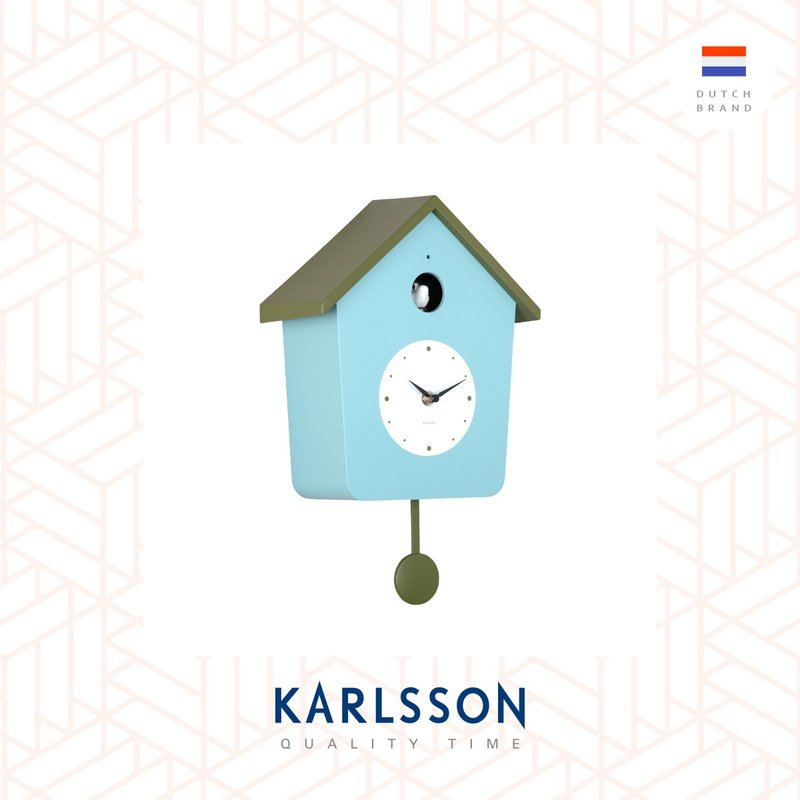 荷蘭Karlsson, Cuckoo Light 藍/綠色搖擺布谷鳥掛鐘(整點報時) - 時鐘/鬧鐘 - 塑膠 藍色