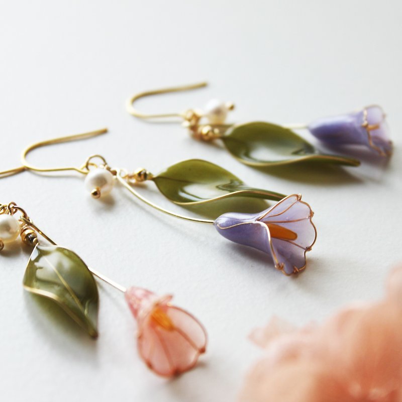 [Alocasia Earrings] Alocasia Earrings Handmade Bronze Resin Earrings/ Clip-On - Earrings & Clip-ons - Resin Multicolor