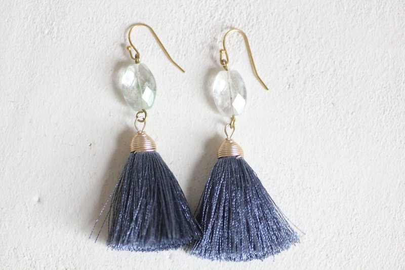 Azulito earrings - Natural aquamarines with blue tassels, cool mood