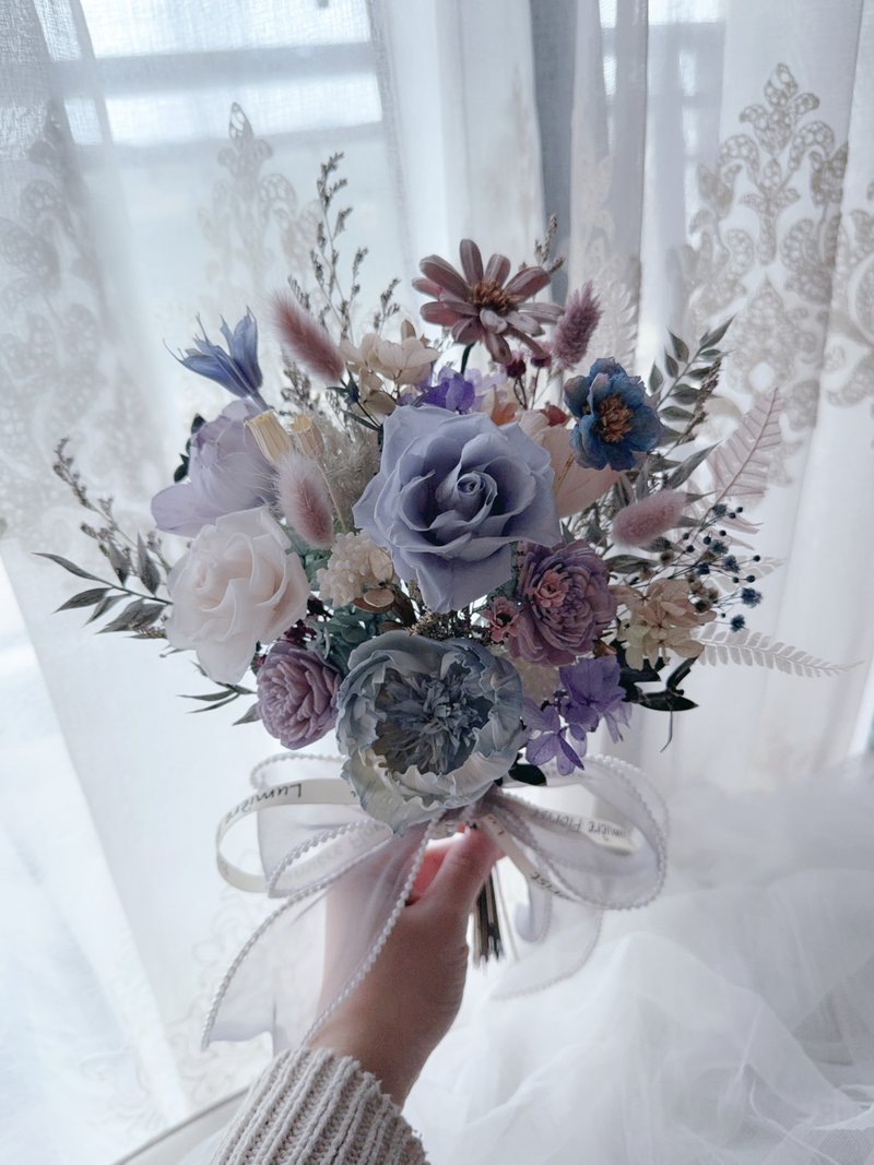 Registered bouquet, eternal bouquet, blue bouquet, Morandi color bouquet, customized bouquet, mini bouquet - Dried Flowers & Bouquets - Plants & Flowers Blue