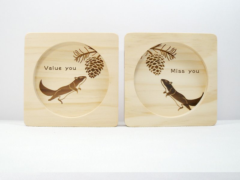 I understand you you understand Valentine 's Day heart movement moved collection of solid wood coasters to accept the small dish custom name - ที่รองแก้ว - ไม้ สีนำ้ตาล
