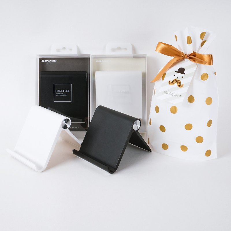 黑與白質感手機架禮物組(兩入)-璀璨白+質感黑 - 手機配件 - 塑膠 白色