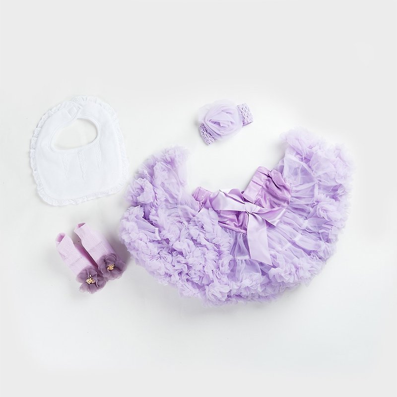 Good day baby girl baby pettiskirt gift box - pink little princess long hair princess (skirt + bib + baby socks) - Baby Gift Sets - Nylon Purple