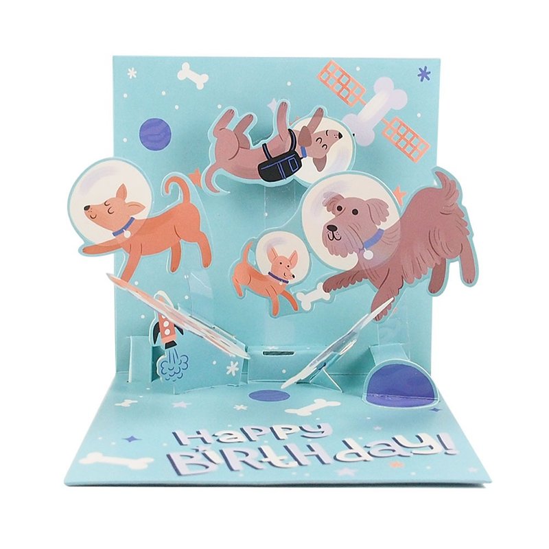 Dogs as Space Experience [Up With Paper-Birthday Wishes for Pop-up Card] - การ์ด/โปสการ์ด - กระดาษ หลากหลายสี