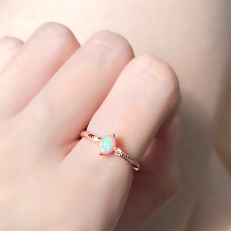 / The Beginning of Dawn/ Opal Opal 925 Sterling Silver Handmade Natural Stone Ring - General Rings - Sterling Silver Blue