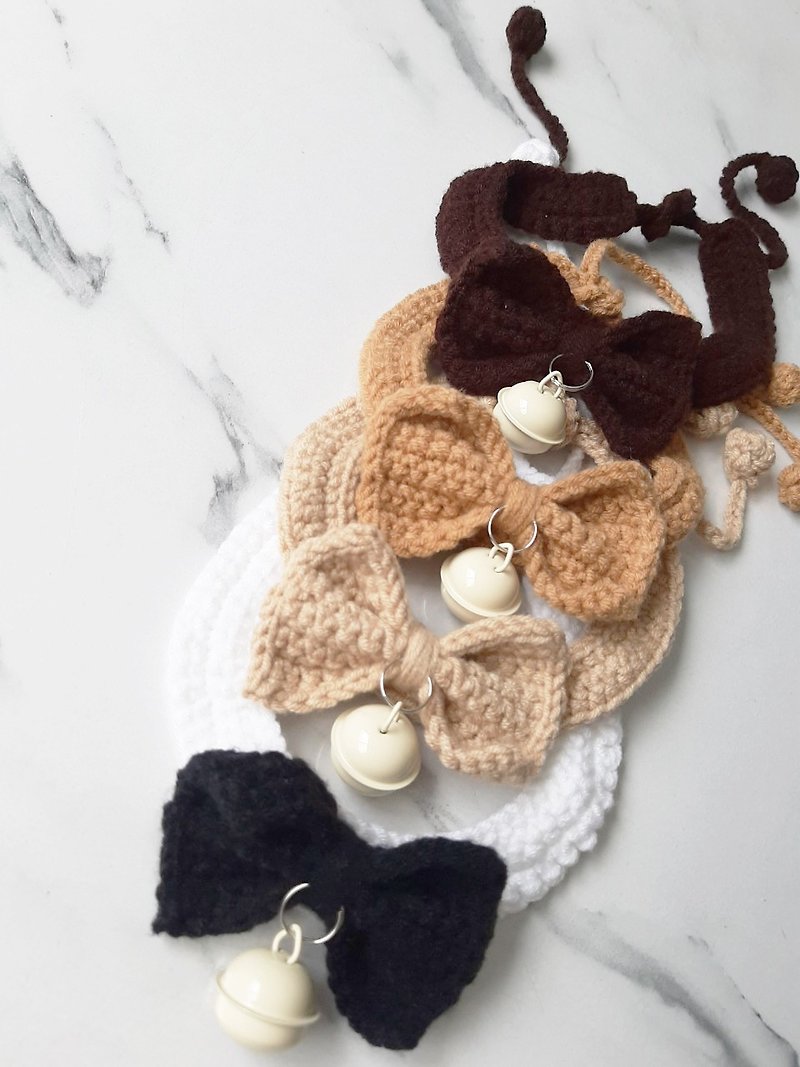 Cloudy CLASSIC EARTH TONE Cat collar Crochet Handmade - ปลอกคอ - เส้นใยสังเคราะห์ สีนำ้ตาล