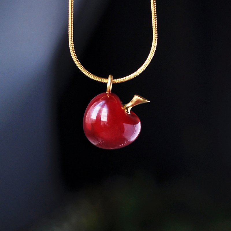 Cherry necklace Gold cherry pendant Kawaii charms Handmade cute cherry