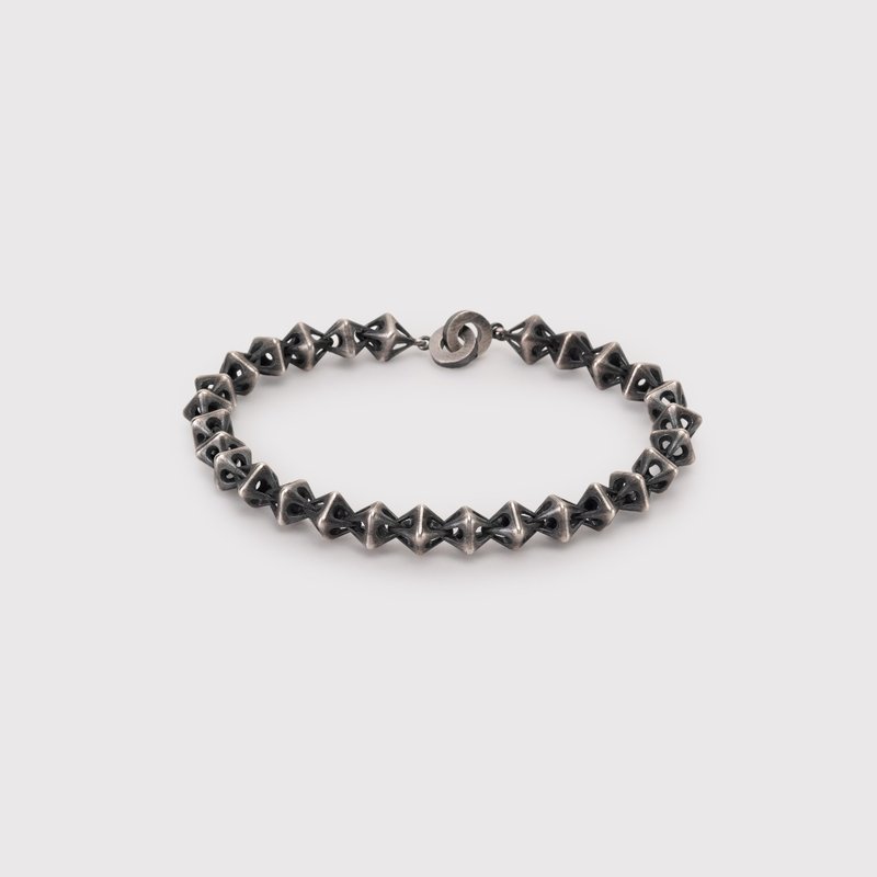 Handmade 925k Sterling Silver Bracelet Oxidized, Durable and Convenient for Wear - 手鍊/手環 - 純銀 