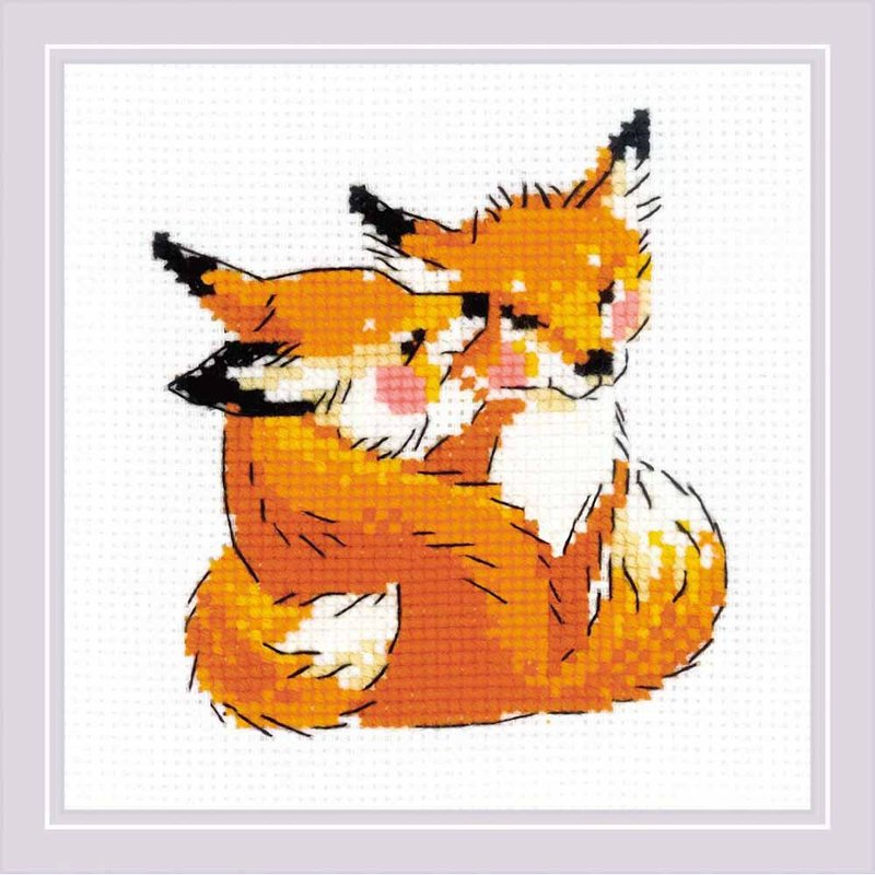 2083 - RIOLIS cross-stitch material pack - Little fox in love - Knitting, Embroidery, Felted Wool & Sewing - Other Materials Multicolor