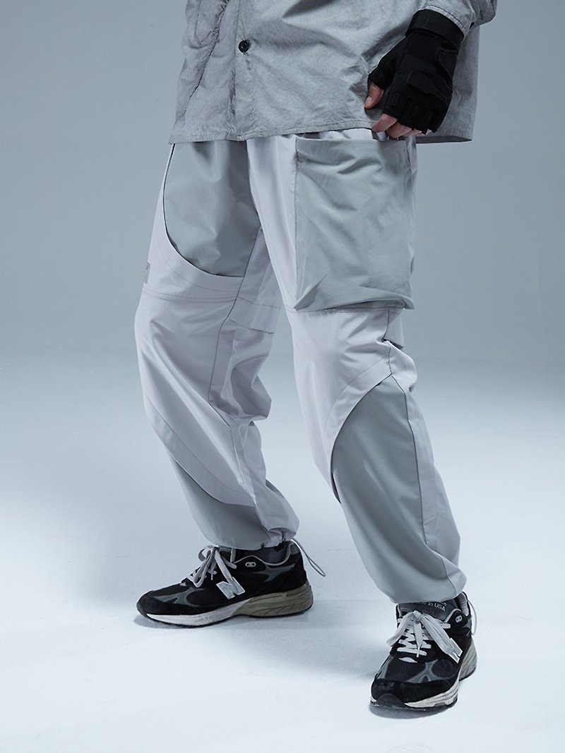 Curved loose-leaf trousers Casual Loose Cargo Pants Drawstring Pants - Men's Pants - Other Materials Gray