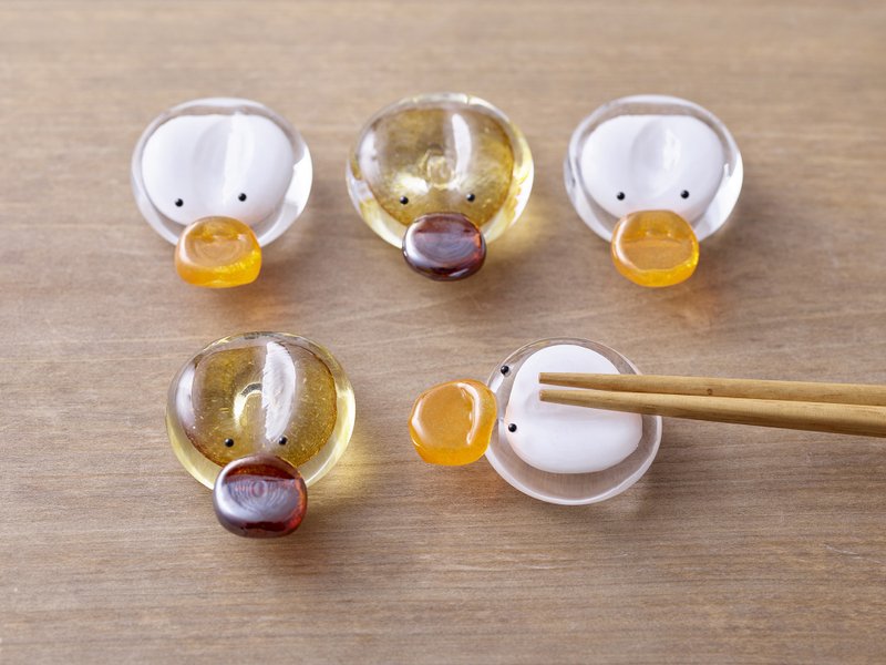 Duck, platypus chopstick rest [pair, wooden box, wrapping] - Chopsticks - Glass 