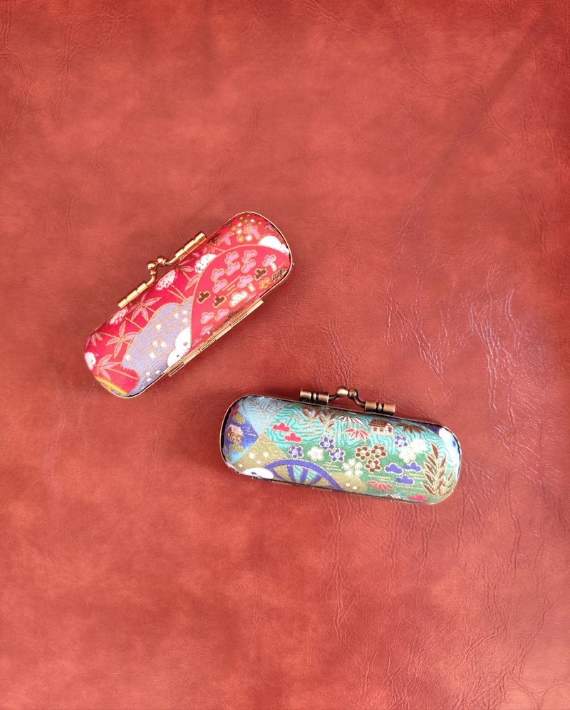 口金印章盒/金線絲小山屋/藍/紅 - 居家收納/收納盒/儲物盒 - 棉．麻 多色