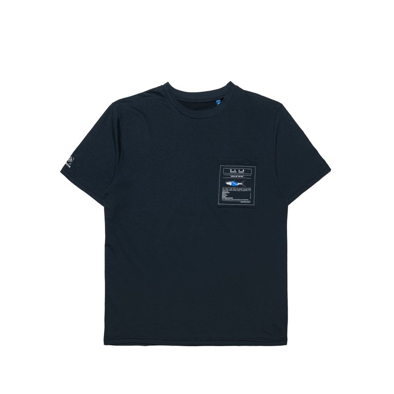 Freshly caught milkfish collagen pocket Tee-deep sea blue - Men's T-Shirts & Tops - Other Man-Made Fibers 