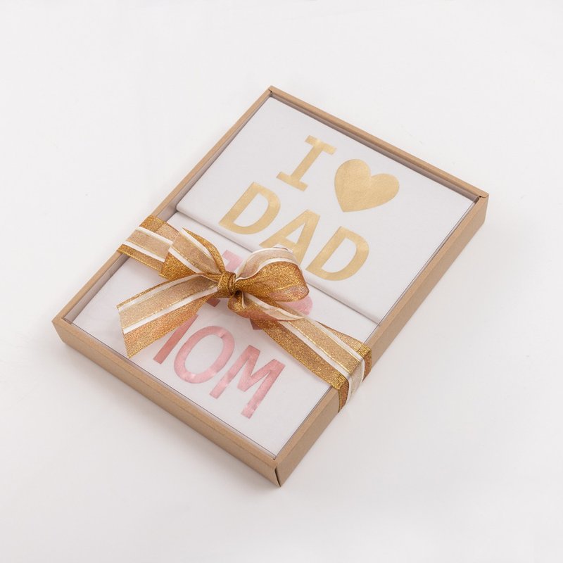 I Love DAD & MOM Limited Gift Box - Onesies - Cotton & Hemp White