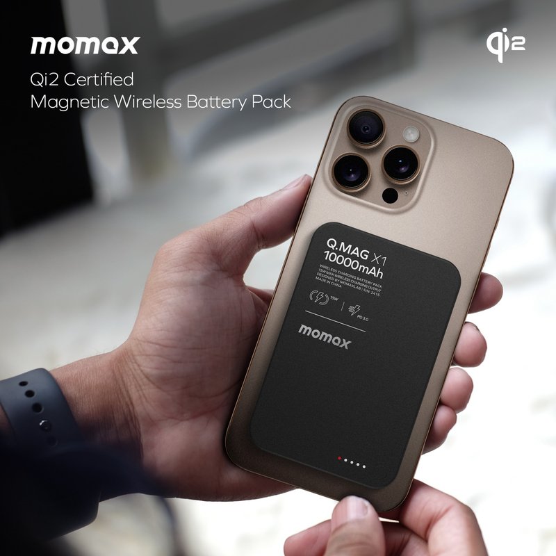 Momax Q.Mag X1 Qi2 Gen 2 Magnetic Wireless Power Bank 10000mAh IP136Q2 - Chargers & Cables - Other Metals Black