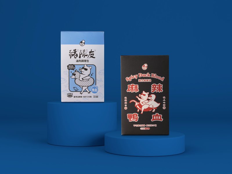 你鴨!鬆開我的手│【945魚鬆】豬隊友滷肉+麻辣鴨血│共6盒 - 料理包/調理包 - 其他材質 藍色