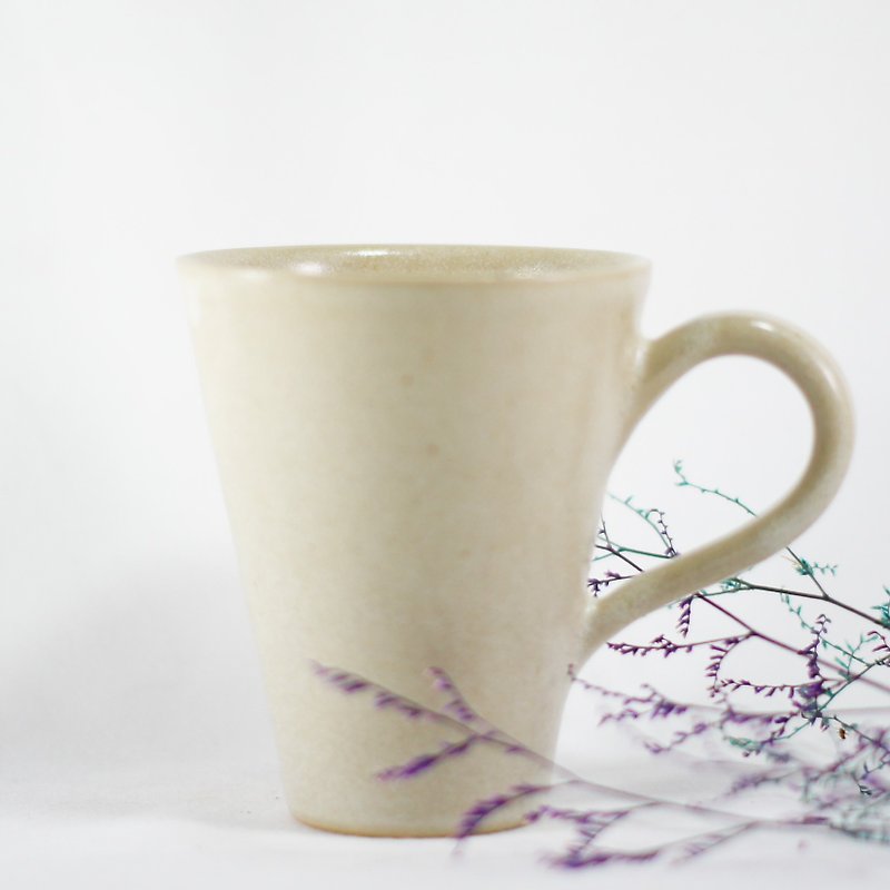 (展示品)米白釉馬克杯,對杯,咖啡杯,茶杯,水杯-容量約190和160ml - 咖啡杯 - 陶 白色