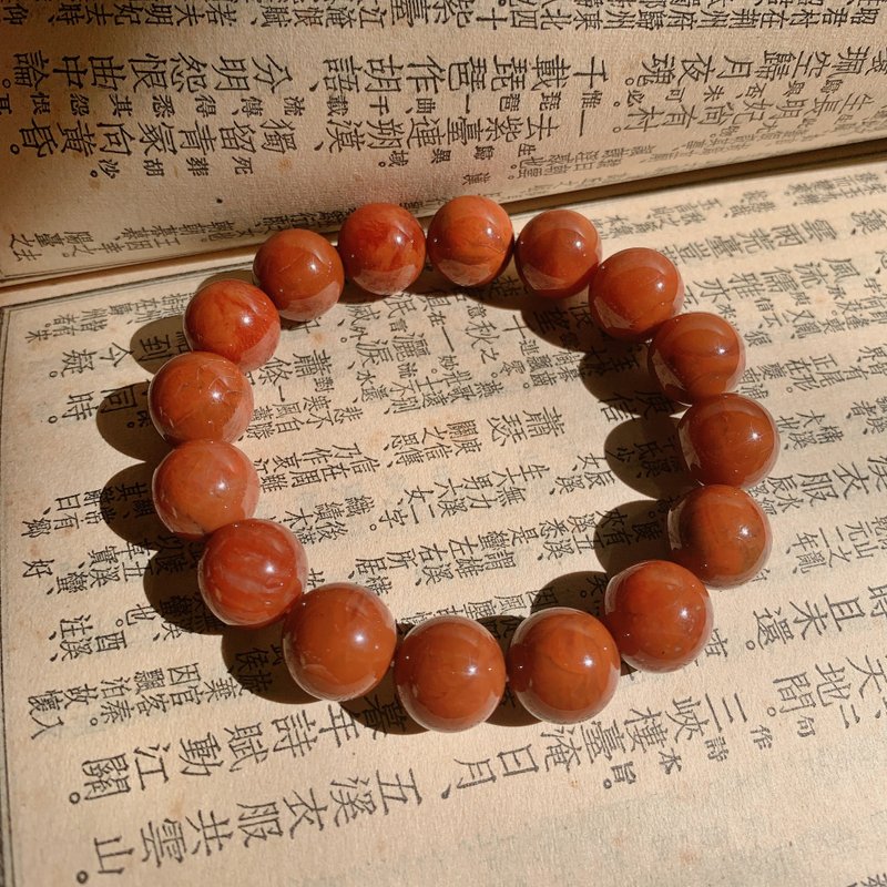繁花壓枝。天然南紅瑪瑙11mm手鏈 大顆闢邪祈福平安新年禮物文藝 - 手鍊/手環 - 半寶石 紅色