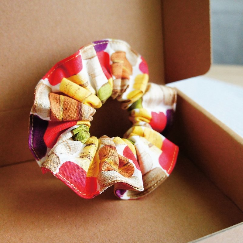 Lovely [Japanese cloth] sweet macarons hair bundle, large intestine circle, donut hair bundle, colorful - เครื่องประดับผม - ผ้าฝ้าย/ผ้าลินิน หลากหลายสี