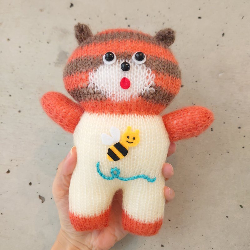 Plush Toy Amigurumi Honey the Tiger Handmade Unique - Stuffed Dolls & Figurines - Wool Orange