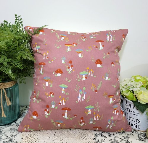 hazelnut 北歐風格粉色可愛彩色菇圖案抱枕靠枕靠墊枕套