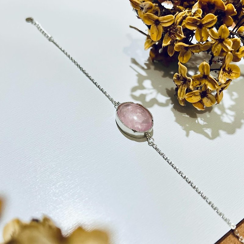 Pink Girl Heart-Pink Stone Bracelet - สร้อยข้อมือ - เงินแท้ สึชมพู