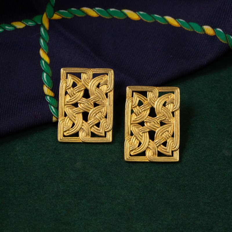 American Jonette Jewelry brand antique Southwestern series Celtic knot ear stitch - Earrings & Clip-ons - Other Metals Gold