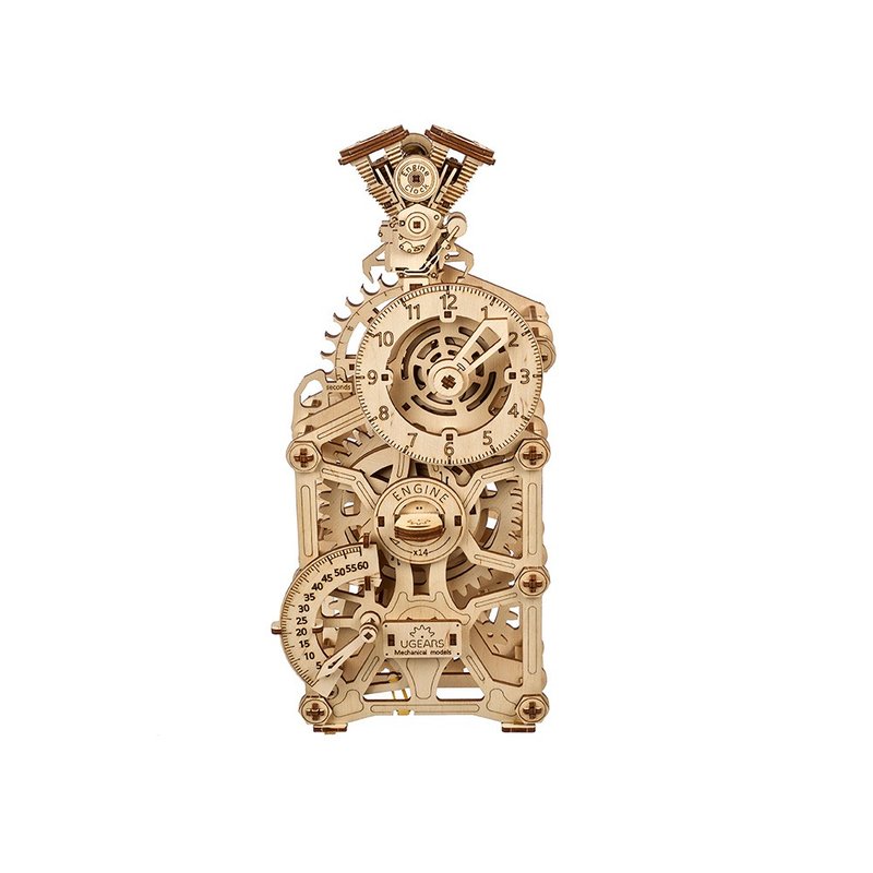 /Ugears/ Engine Clock - Wood, Bamboo & Paper - Wood 