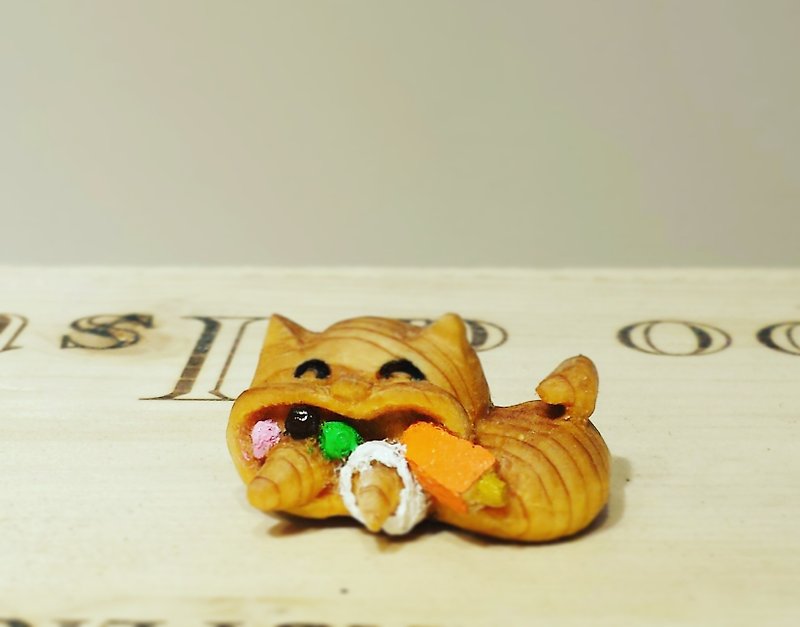 Big food cat decoration - งานไม้/ไม้ไผ่/ตัดกระดาษ - ไม้ สีส้ม