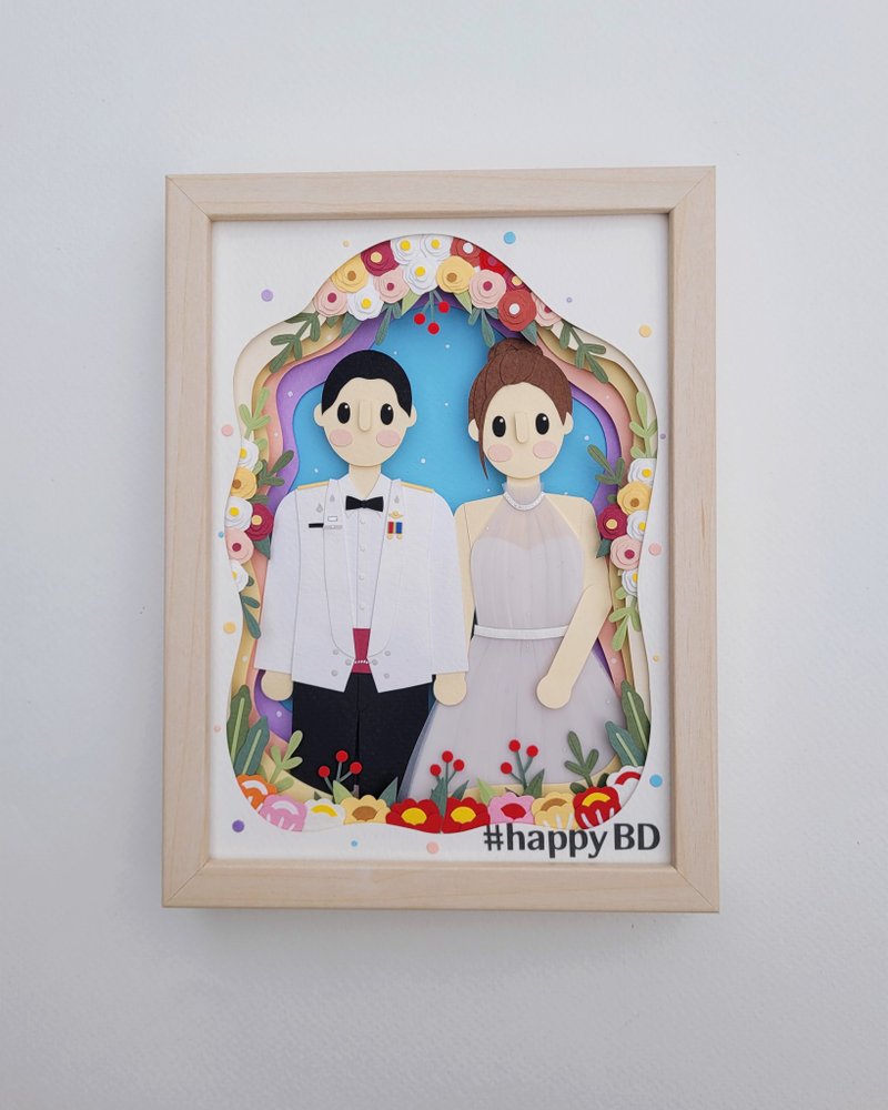 Layered custom papercut frame: wedding day theme. - 相框/畫框 - 紙 