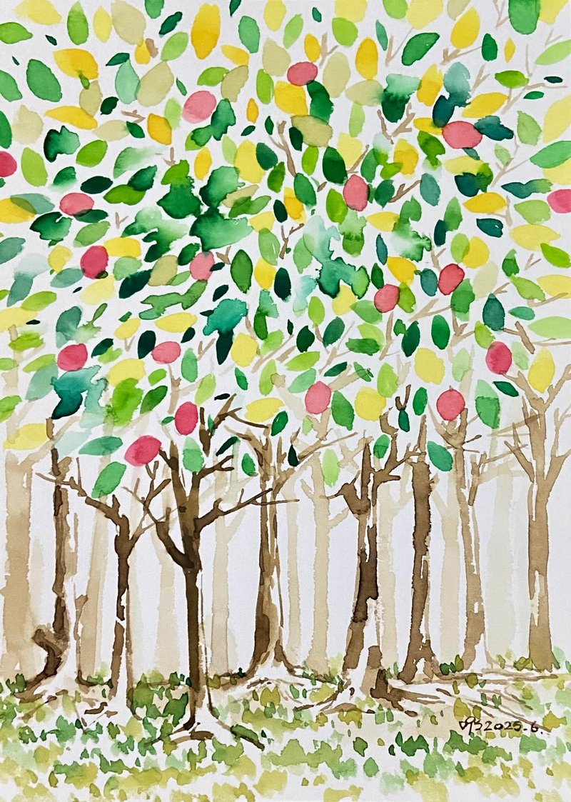 生命之樹系列-豐收(21X15cm) 水彩畫/裸畫無框 - 裝飾/擺設  - 紙 白色