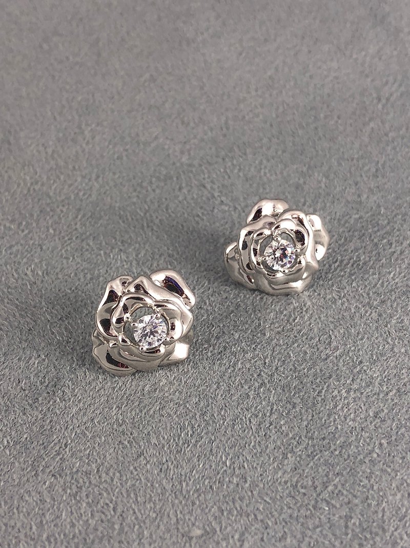 925 SIlver Romantic Rose Earrings - Earrings & Clip-ons - Silver Silver