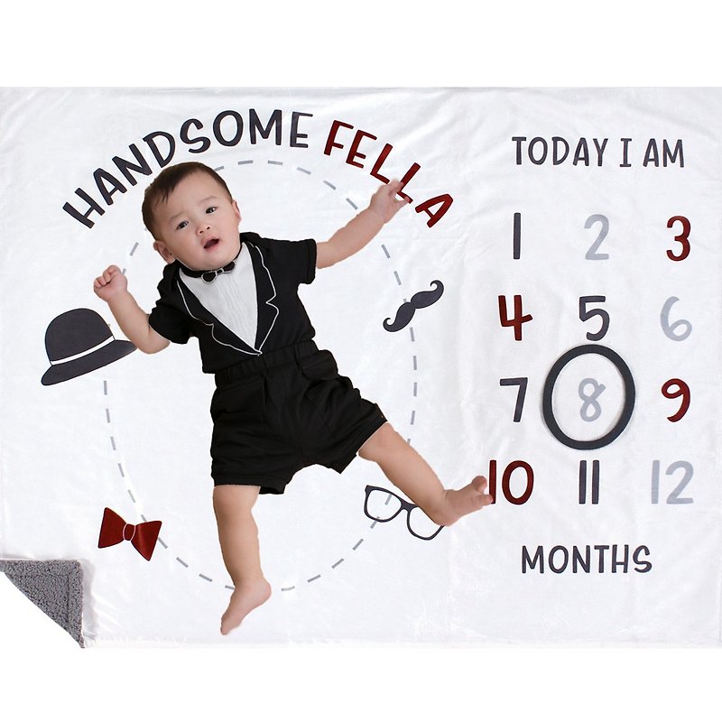 棉．麻 被/毛毯 - Hudson 雙層寶寶成長紀錄日期毯